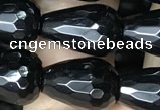 CAA2513 15.5 inches 8*12mm faceted teardrop black agate beads