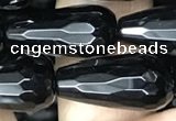 CAA2515 15.5 inches 10*20mm faceted teardrop black agate beads