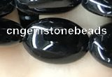 CAA2538 15.5 inches 10*14mm oval black agate beads wholesale