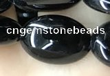 CAA2539 15.5 inches 12*16mm oval black agate beads wholesale