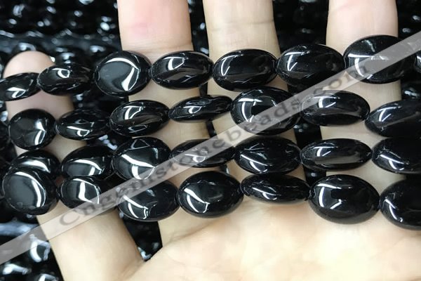 CAA2539 15.5 inches 12*16mm oval black agate beads wholesale