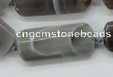 CAA254 15.5 inches 16*38mm faceted rectangle grey line agate beads