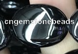 CAA2542 15.5 inches 18*25mm oval black agate beads wholesale