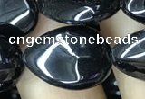 CAA2549 15.5 inches 13*18mm flat teardrop black agate beads wholesale