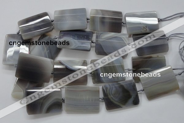 CAA255 15.5 inches 30*40mm faceted rectangle grey line agate beads