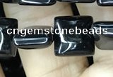 CAA2554 15.5 inches 8*8mm square black agate beads wholesale