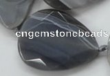 CAA256 15.5 inches 30*40mm faceted teardrop grey line agate beads