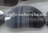 CAA257 15.5 inches 25*40mm faceted freeform grey line agate beads