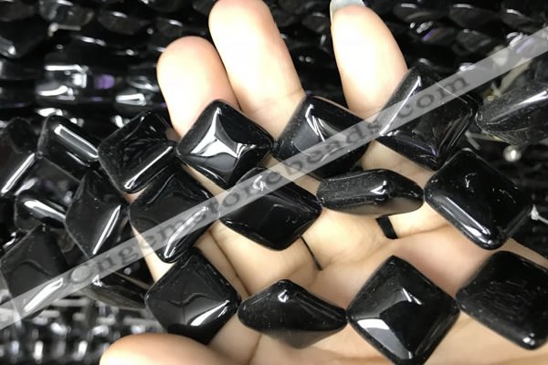 CAA2576 15.5 inches 18*18mm diamond black agate beads wholesale