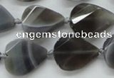 CAA259 15.5 inches 20*26mm twisted & faceted teardrop grey line agate beads