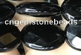 CAA2595 15.5 inches 15*20mm faceted oval black agate beads wholesale
