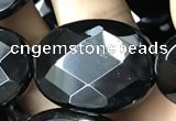 CAA2597 15.5 inches 22*30mm faceted oval black agate beads wholesale