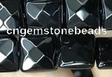 CAA2609 15.5 inches 12*12mm faceted square black agate beads