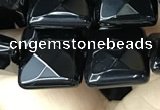 CAA2610 15.5 inches 14*14mm faceted square black agate beads