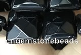 CAA2611 15.5 inches 16*16mm faceted square black agate beads