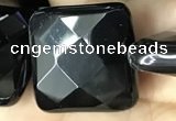 CAA2615 15.5 inches 30*30mm faceted square black agate beads