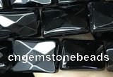 CAA2618 15.5 inches 8*12mm faceted rectangle black agate beads wholesale