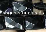 CAA2619 15.5 inches 10*14mm faceted rectangle black agate beads