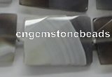 CAA262 25*35mm twisted & faceted rectangle grey line agate beads