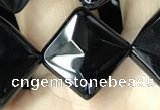 CAA2629 15.5 inches 14*14mm faceted diamond black agate beads