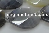 CAA263 25*30mm twisted & faceted octagonal grey line agate beads