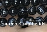 CAA2635 15.5 inches 4mm round banded black agate beads wholesale