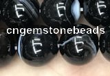 CAA2639 15.5 inches 12mm round banded black agate beads wholesale