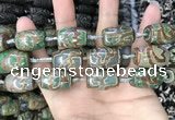 CAA2668 15.5 inches 13*22mm - 15*23mm drum tibetan agate dzi beads