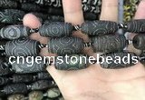 CAA2673 15.5 inches 12*30mm - 14*30mm rice tibetan agate dzi beads