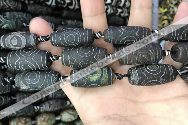 CAA2673 15.5 inches 12*30mm - 14*30mm rice tibetan agate dzi beads