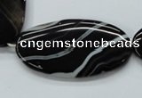 CAA268 15.5 inches 25*48mm oval black line agate gemstone beads