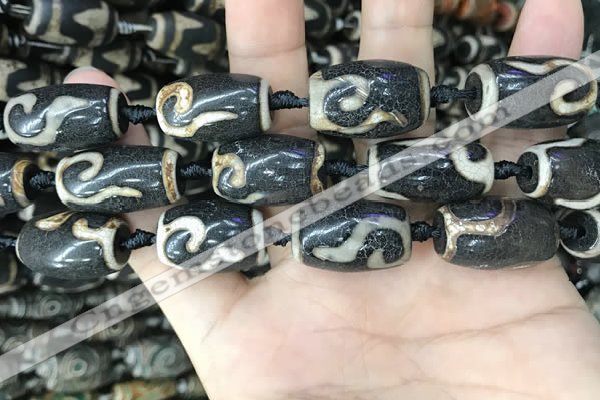 CAA2686 15.5 inches 13*22mm - 14*25mm drum tibetan agate dzi beads