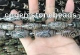 CAA2687 15.5 inches 12*30mm - 14*30mm rice tibetan agate dzi beads