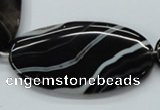 CAA269 15.5 inches 30*55mm oval black line agate gemstone beads