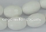 CAA27 15.5 inches 15*20mm faceted rice white agate gemstone beads