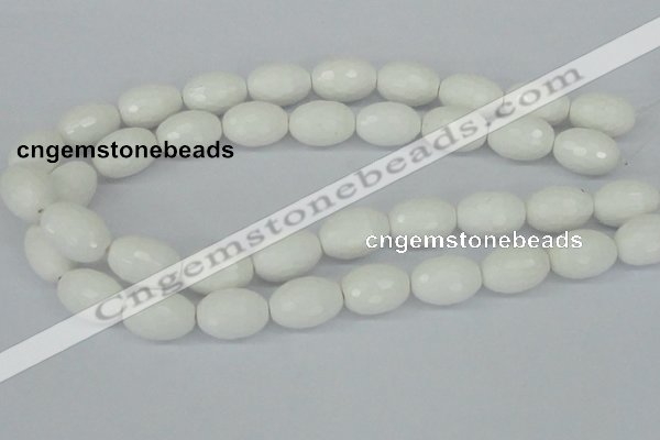 CAA27 15.5 inches 15*20mm faceted rice white agate gemstone beads