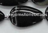 CAA270 15.5 inches 25*40mm flat teardrop black line agate beads