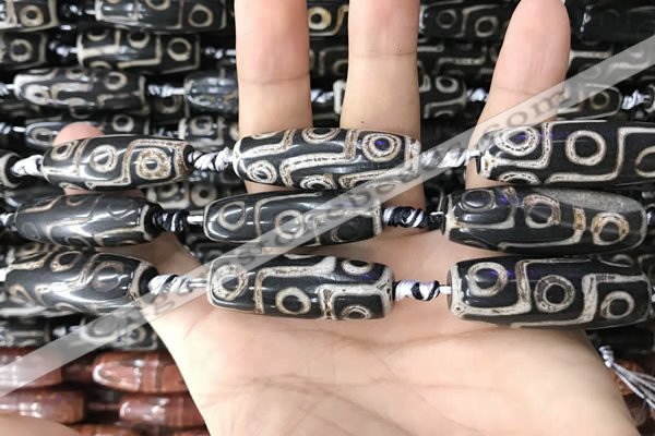 CAA2709 15.5 inches 14*38mm - 16*43mm rice tibetan agate dzi beads