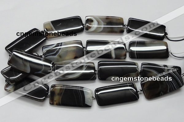 CAA274 15.5 inches 25*50mm rectangle black line agate beads