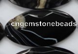 CAA277 15.5 inches 30*60mm faceted oval black line agate beads