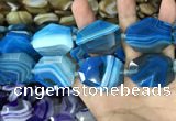 CAA2774 25*32mm - 27*35mm faceted freeform line agate beads