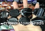 CAA2776 25*32mm - 27*35mm faceted freeform line agate beads