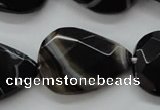 CAA278 15.5 inches 23*30mm faceted teardrop black line agate beads