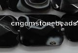 CAA279 15.5 inches 23*30mm faceted rectangle black line agate beads