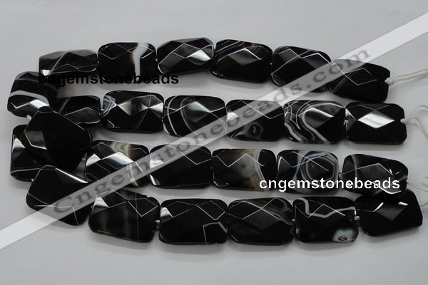 CAA279 15.5 inches 23*30mm faceted rectangle black line agate beads