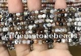 CAA2810 15 inches 4mm faceted round fire crackle agate beads wholesale