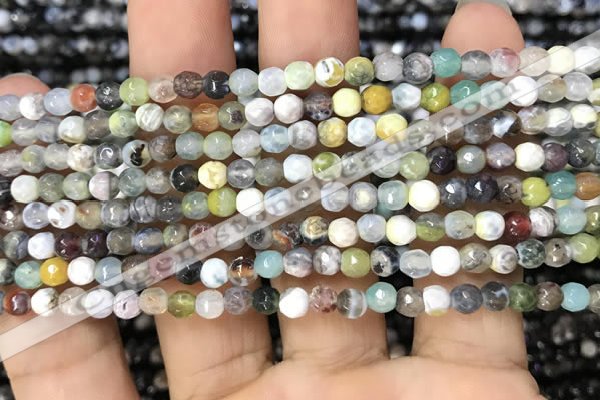 CAA2814 15 inches 4mm faceted round fire crackle agate beads wholesale