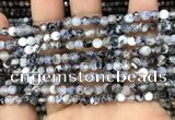 CAA2815 15 inches 4mm faceted round fire crackle agate beads wholesale