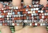 CAA2818 15 inches 4mm faceted round fire crackle agate beads wholesale