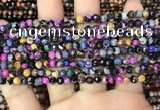 CAA2819 15 inches 4mm faceted round fire crackle agate beads wholesale